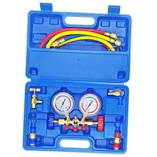  3 Way AC Manifold Gauge Set, HVAC Diagnostic Refrigerant Charging 3FT Hose
