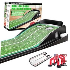 Premium Golf Putting Green Indoor with 3 Golf Putting Gates - Improves Black