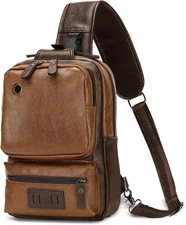 Bandolera Para Hombre Mochila Viaje Cartera Bolso De Hombro Mariconera Marrón US