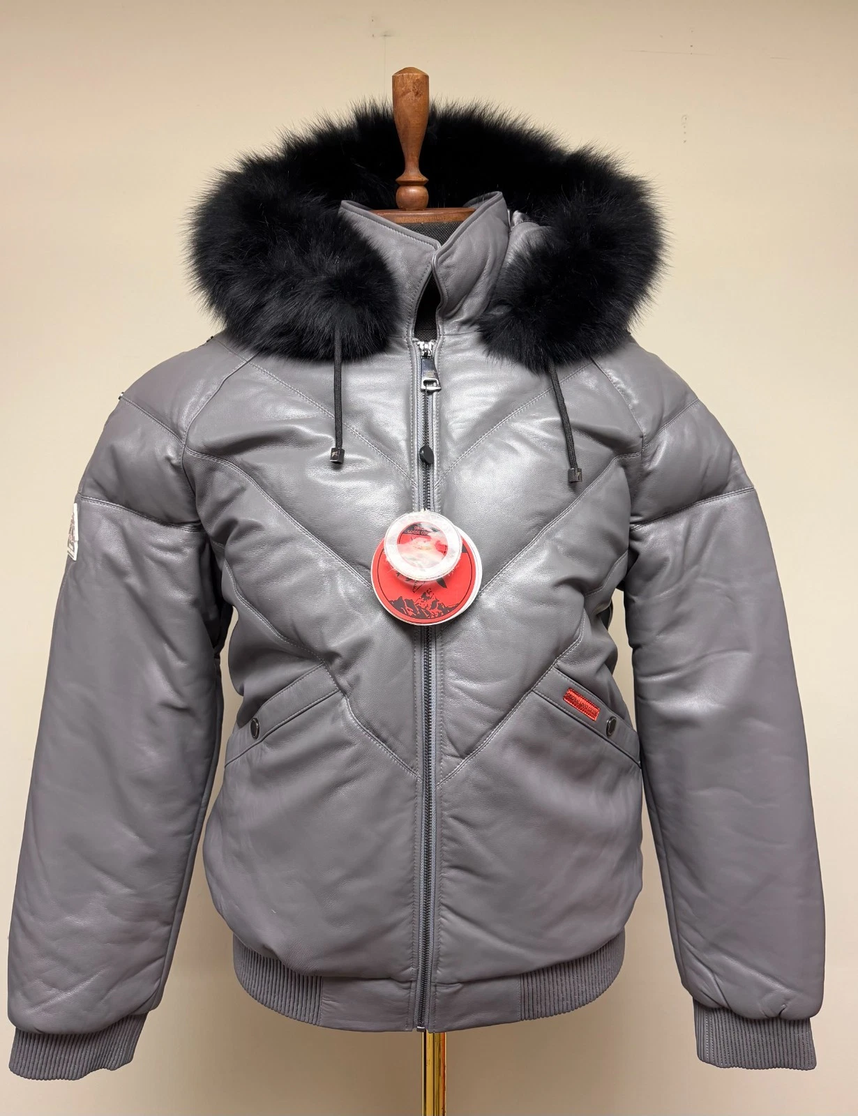 Brand New Men's V-Vomber Lamskin Leather & Goose Down Jacket With Real Fox Fur image 1