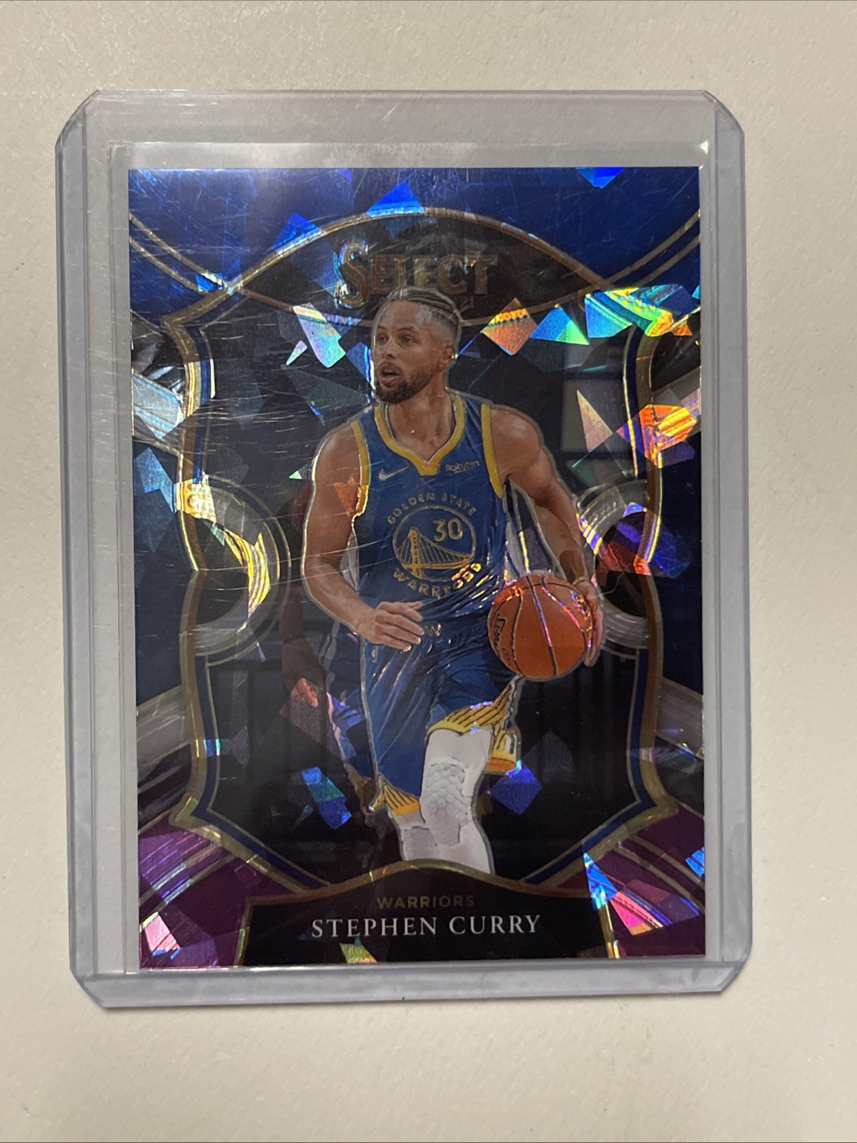 2020-21 Panini Select - Concourse Stephen Curry #57 Blue White Purple Cracked...