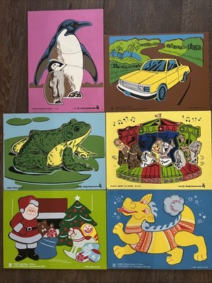 Lot of 6Vintage Judy Instructo Wooden Puzzles ~ Animals, Holidays