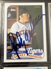 Signed 1989 Topps Sparky Anderson Detroit Tigers Autos Rare Must Have!