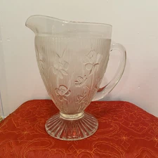 Vintage Jeanette Iris & Herringbone Depression Clear Glass Picture 2Qt 1928-32