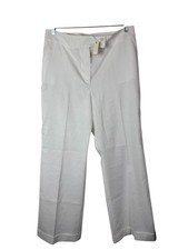 NEW Talbots White Wide Leg Linen Blend Trouser Pants Sz 14 Lagenlook Minimalist