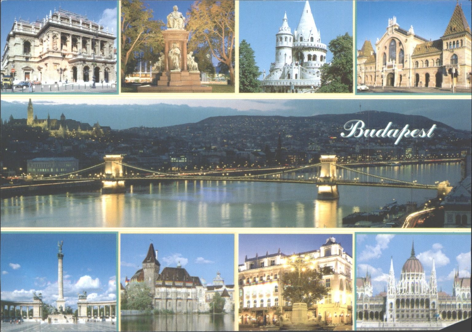 Budapest Multi-View Postcard Studio Ars Una Hungary Cityscape Landmarks