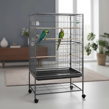 XXL Vogelkäfig Grau Vogelvoliere Käfig Vogelhaus Zuchtkäfig Voliere Tierkäfig 