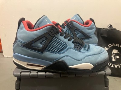 Travis Scott X Air Jordan 4 Retro Cactus Jack Black Cat Blue size 10 IV 1 Red