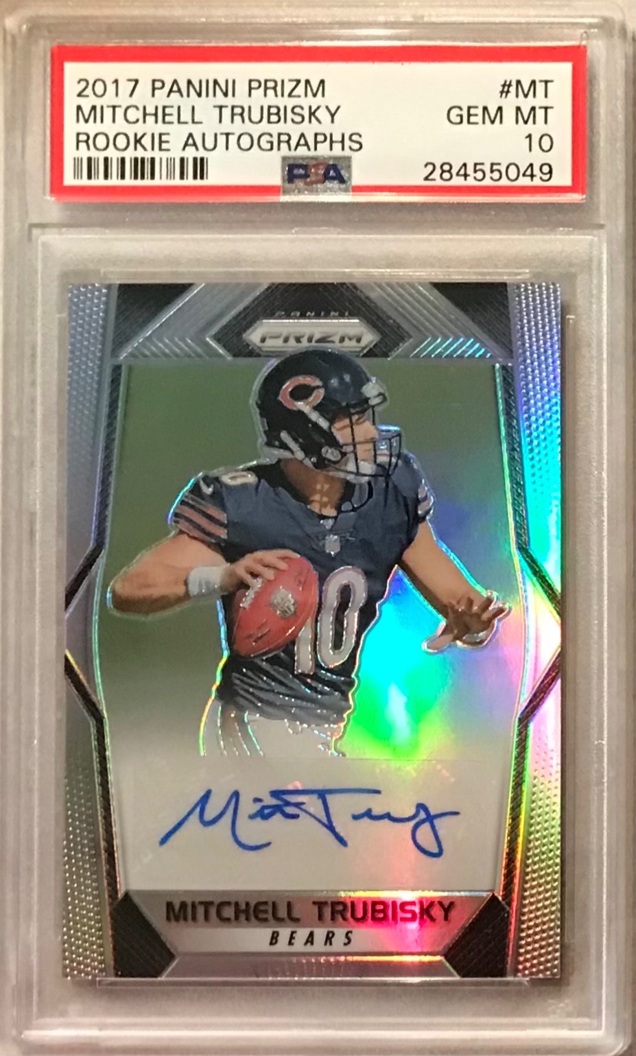 2017 Panini Prizm Mitchell Trubisky Auto Silver Prizm RC #RA-MT PSA 10 Gem Mint