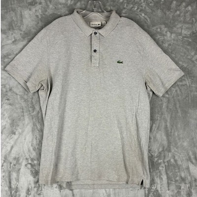Lacoste Mens Slim Fit Pique Polo Shirt Gray Short Sleeve Size 7 US XXL FA8712