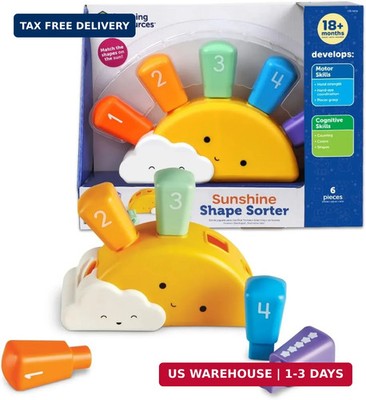 Learning Resources Sunshine Shape Sorter, Fine Motor Skills, Numbers Matching Sk