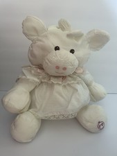 Vintage 1986 FISHER PRICE WHITE PUFFALUMP COW LACE AND PINK HEARTS DRESS 15  T1