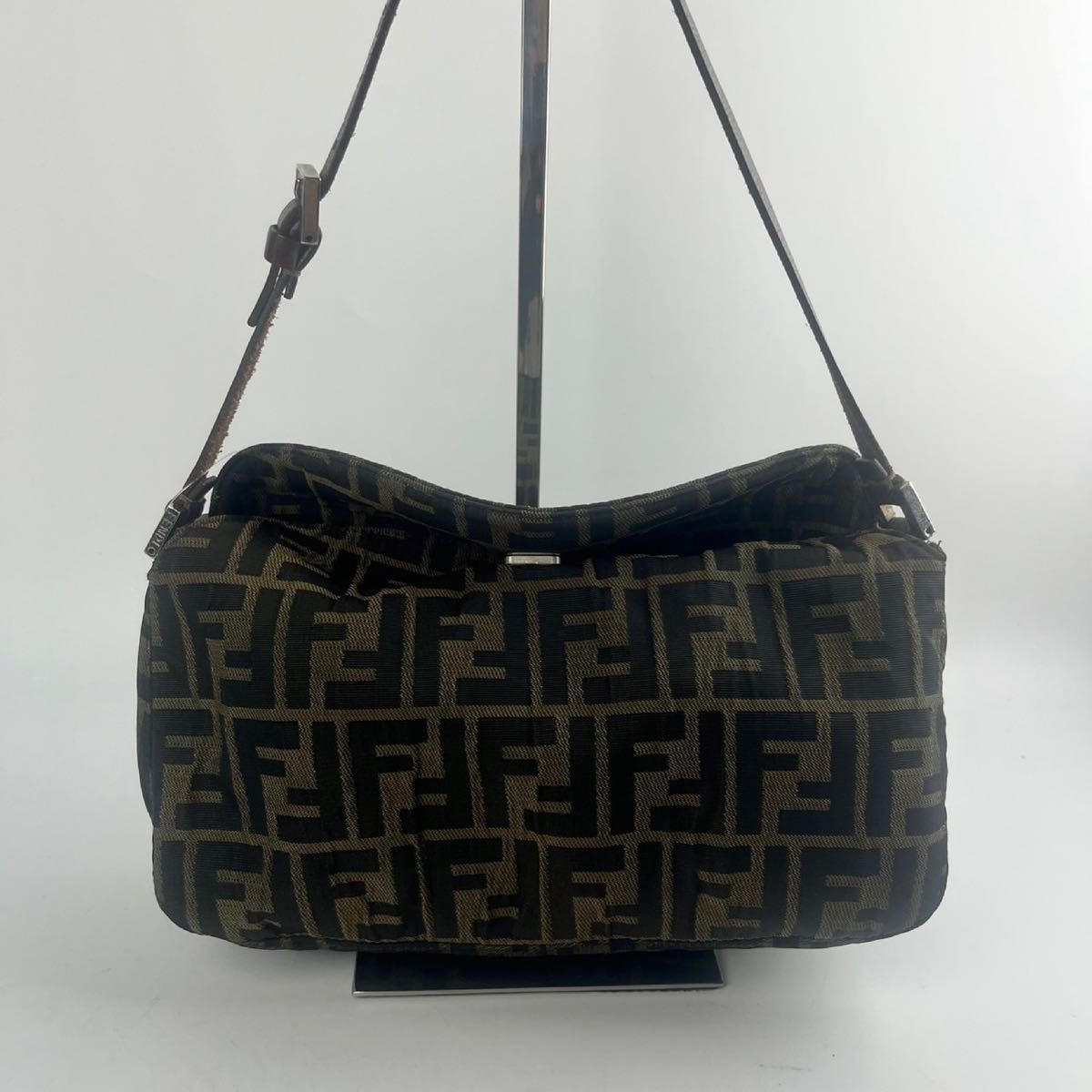Vintage FENDI Zucchino Brown Shoulder Bag Rare Pattern