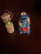 Cookie Monster and Oscar The Grouch Ornaments Sesame Street Muppets Vintage 