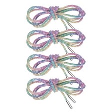 4pcs Rhinestone Shoe Laces with Net 55" for Shorts Sneakers, Rainbow Colored