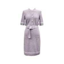 CHANEL P72176 Belted Knit Dress Light Purple 36 146947900