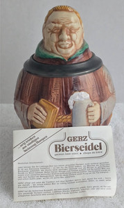 MID CENTURY MONK BEER STEIN W. GERMANY GERZIT HANDARBEIT 20 OZ.