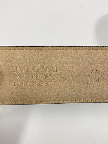 BVLGARI belt leather Navy mens 39546 Used - Picture 3 of 6