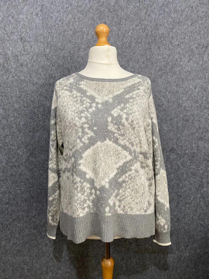 Jersey Woolovers Talla Grande Algodón Cachemira Gris Estampado Abstracto Cuello Redondo Foto 4 de 4