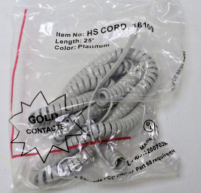 Nortel Phone Handset Cord Curly Coil Receiver Bulk Pack Platinum Long 25Ft