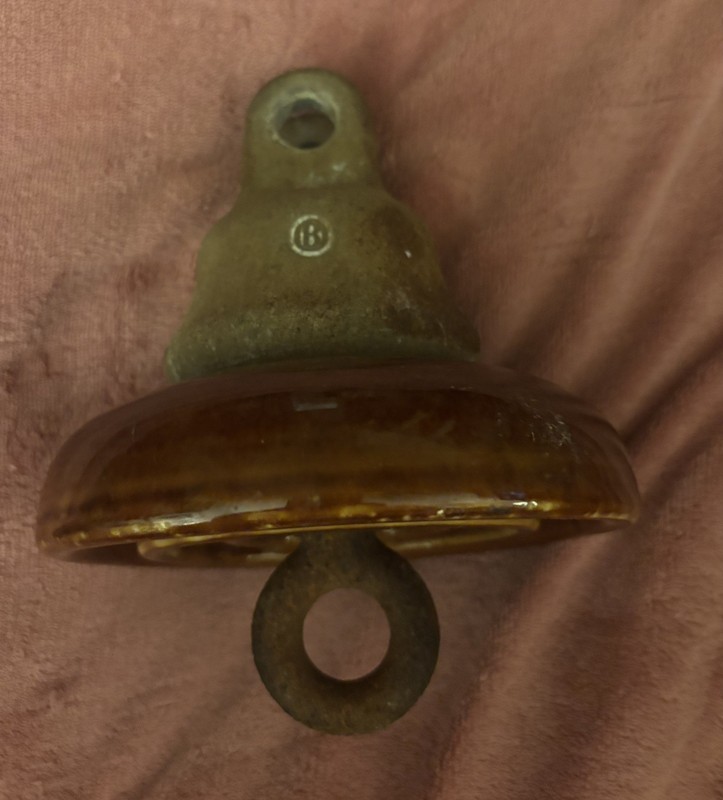 Vintage Brown Ceramic Electric Suspension Insulator 1979. Last year made