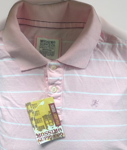Mossimo Mens XL Athletic Fit Polo Sueded Cotton Jersey Pink Stripe NEW WITH TAG