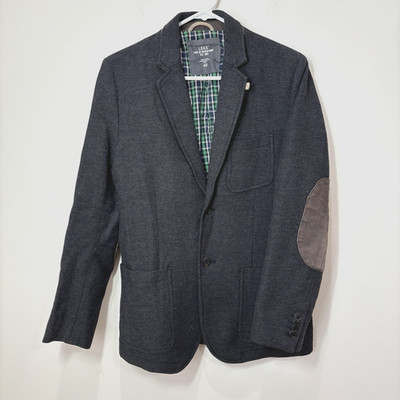 HM L.O.G.G. Wool Blend Blazer Men S Gray Elbow Patch Jacket Dark Academia Preppy