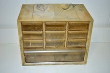 Vintage Akro Mils PM-15 10 Drawer Storage Organizer Cabinet tan marbled plastic
