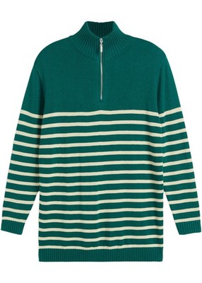 Troyer Pullover Gr. 36/38 Grün Cremeweiss Damen Langarm Strick-Pulli Neu R-Ware