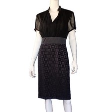 Antonio Melani Size 12 Little Black Dress Cocktail Party Wedding Satin Sash Belt