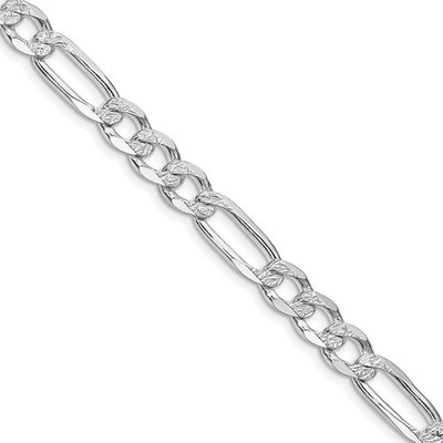 Flache Figarokette Halskette Sterlingsilber rhodiniert 6,75 mm Pav�