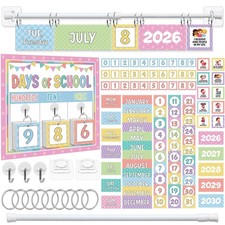 96 Pcs Pastel Classroom Flip Calendar Set