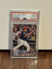 2018 Topps Update PSA 10 Juan Soto Batting (RC) #US300-10 Nationals Rookie Card. rookie card picture