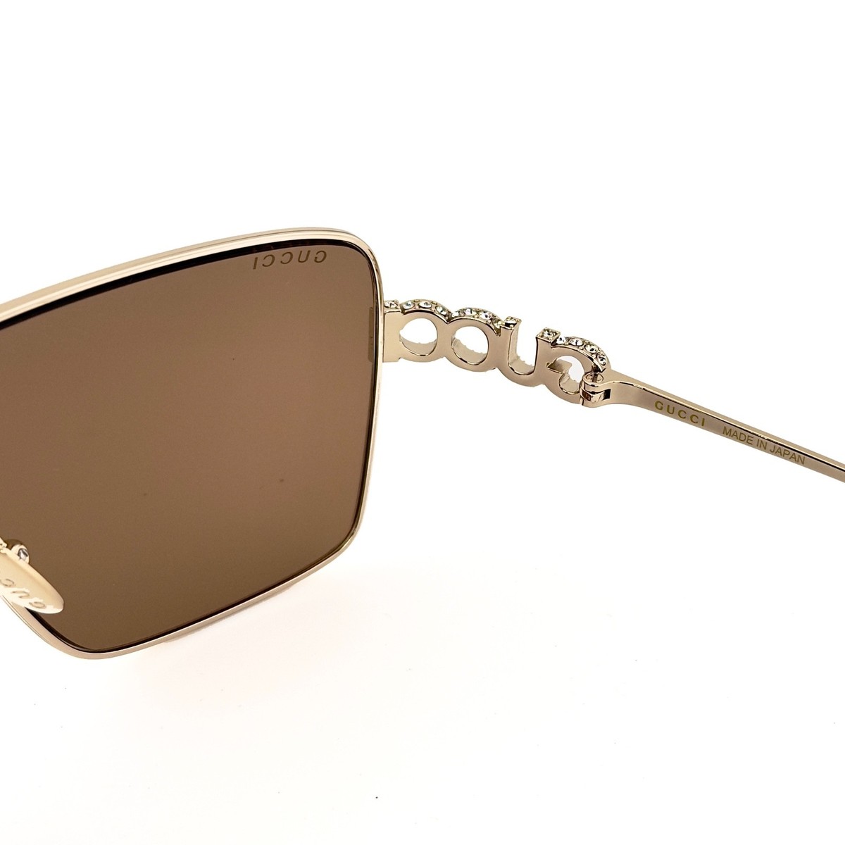 GUCCI 1936 Gg1936S Gold Brown Crystal Logo Unisex Metal Mask