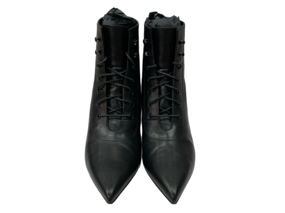Saint Laurent Short Boots Shoes EU 36.5 US 6.5 Leather Black Authentic thumbnail 12