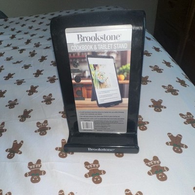 Brookstone Cookbook & Tablet Stand Desktop Holder Black Rigid Plastic Universal