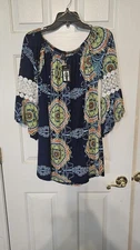 Win Win Womens Geometric Pinwheel Sleeve Tunic Size L-XL