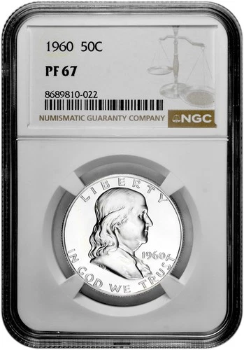 1960 50C Proof Silver Franklin Half Dollar NGC Graded PF 67 in New Holder