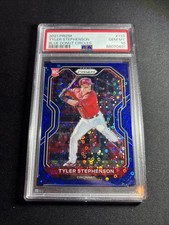 2021 Panini Prizm #133 Tyler Stephenson Blue Donut Circles Prizm /199 PSA 10