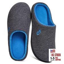 Men's Two-Tone Memory Foam House Slippers Indoor Outdoor 11-12 Dark Gray/Blue
