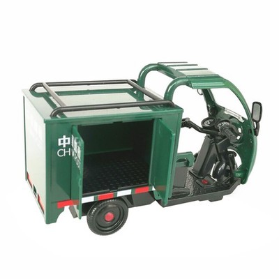 1/32 Simulation China Post Express Car Tricycle Alloy Model With Sound&Light