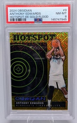 2024 Obsidian Anthony Edwards Hotspot Electric Etch Gold Flood /10 #9 PSA 8