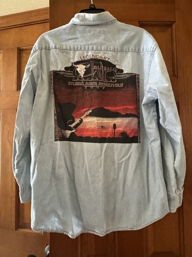 Vintage Sturgis Rider Rendezvous Buffalo Chip Campground Denim Shirt 2004 - Picture 2 of 6