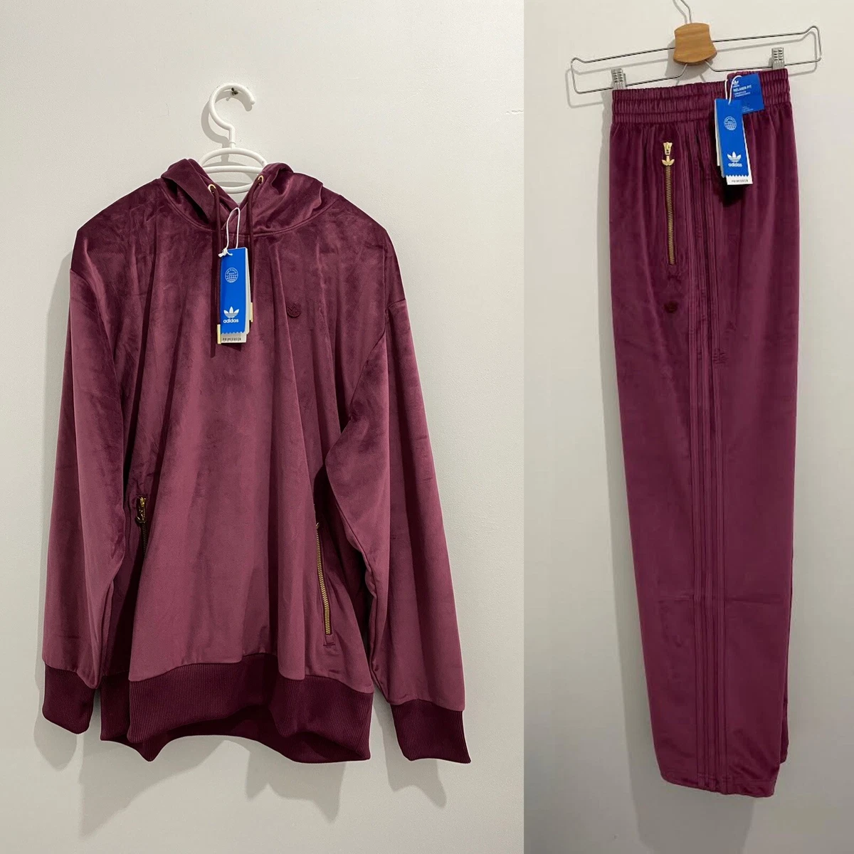 Adidas velour deals tracksuit bordeaux