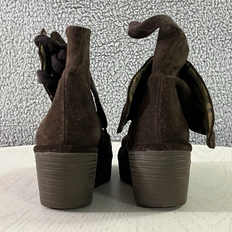 Fly London Botas Mujer 38/8 Marrón Gamuza Yama Acanalado Cuña Plataforma Botines Foto 3 de 4