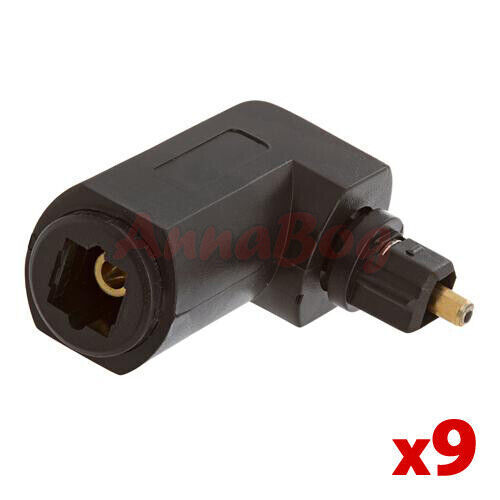 9x Toslink Jack to Plug Adaptador Ángulo Recto Audio Óptico 90º Convertidor Ángulo - Imagen 1 de 3