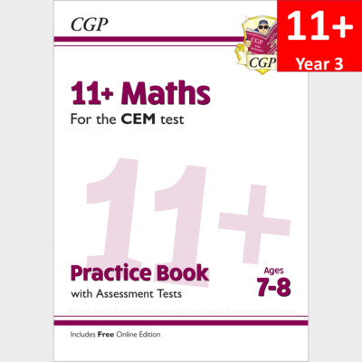 11 Plus Year 3 CEM Maths Practice Book Assessment Test with Answer Ages 7-8 CGP