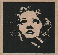 Lady Looking Up 2 3/4 x 2 1/2" Rubber Stamp, Woman Stamp, People Stamp