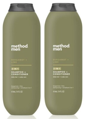 (Pack of 2) Method Men 2-in-1 Shampoo and Conditioner Bergamot + Lime - 14 fl oz