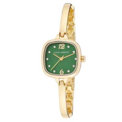Laura Ashley Women's 24mm Square Case Skinny Half Bangle Bracelet